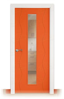 Puerta Maciza Combilac PL-3400 V1C de Interior Lacada Rojo Claro Anaranjado