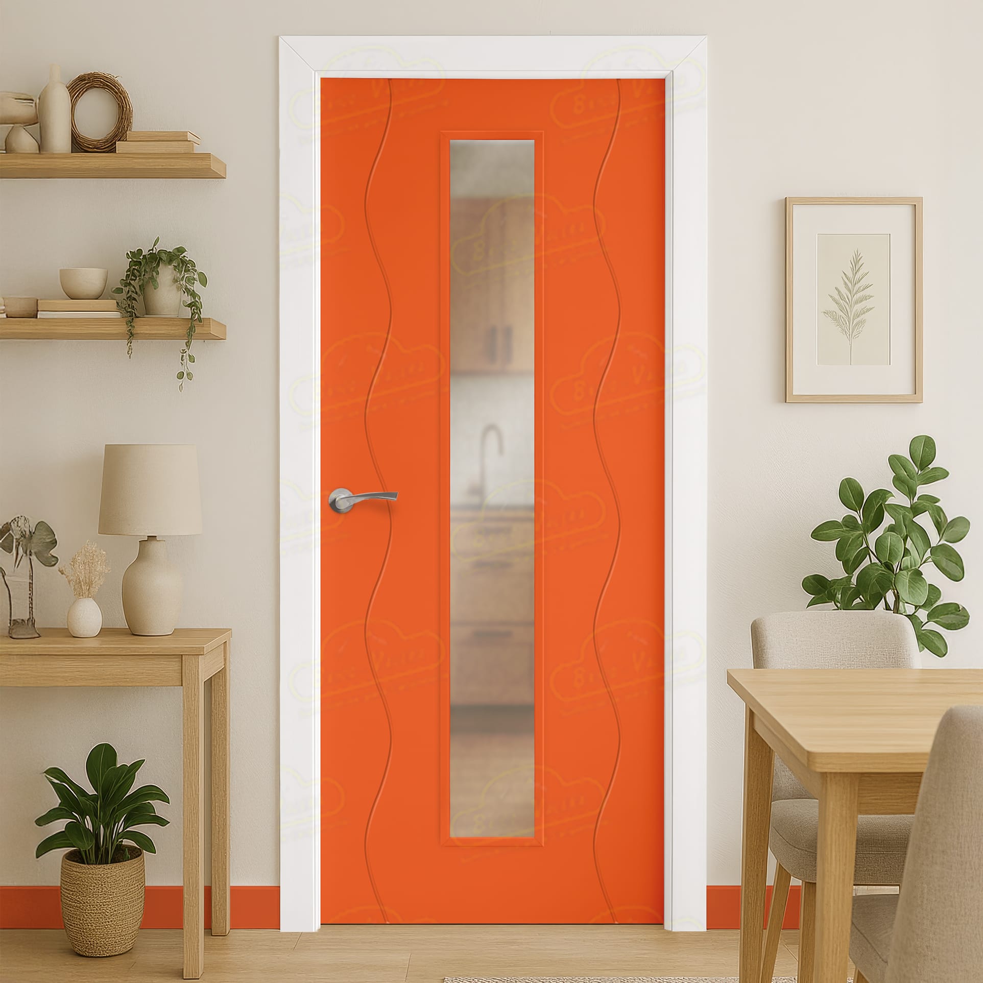 Puerta Maciza Combilac PL-3400 V1C de Interior Lacada Rojo Claro Anaranjado
