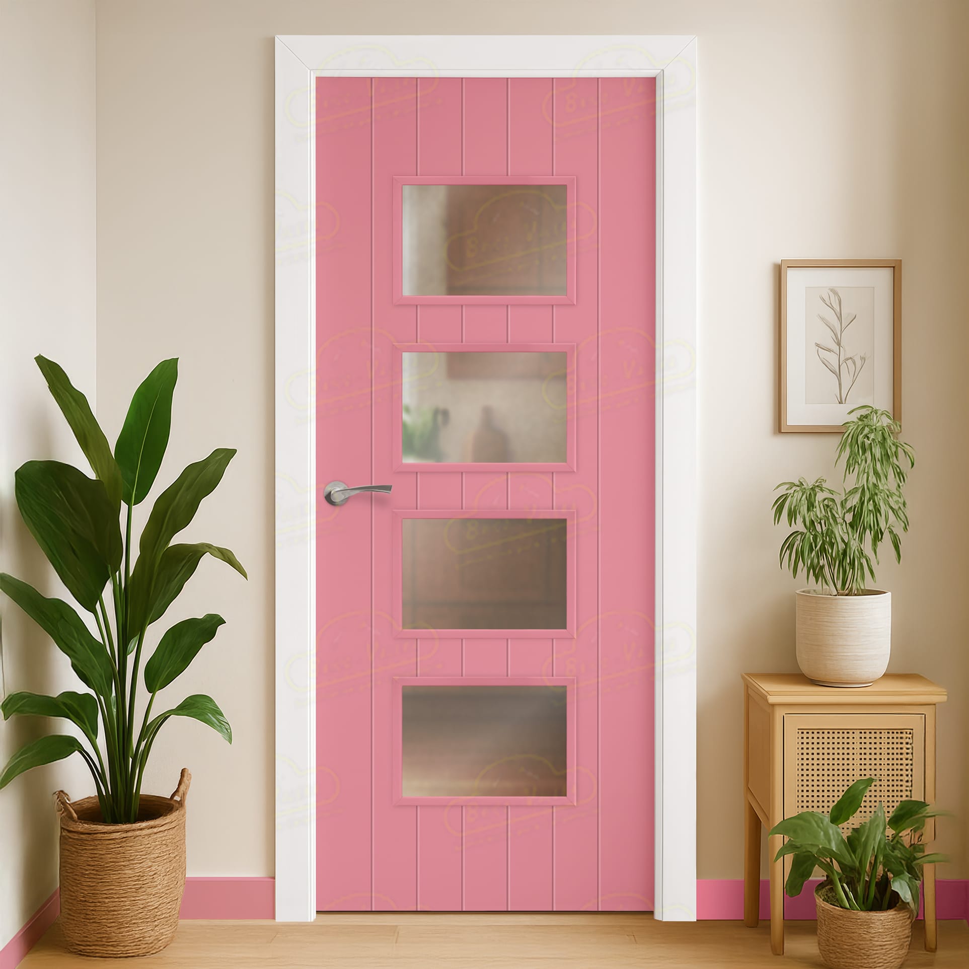 Puerta Maciza Combilac PL-3500 BV4 de Interior Lacada Rosa Claro