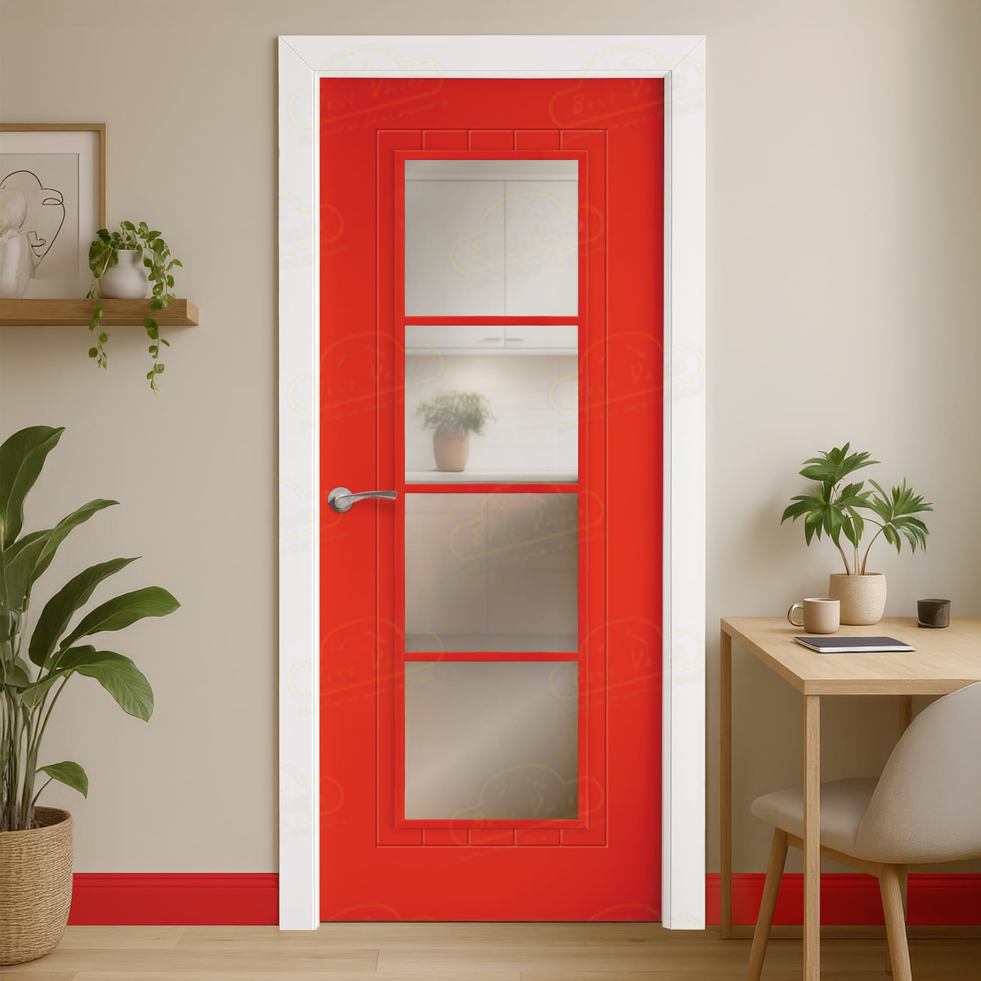 Puerta Maciza Combilac PL-3600 PV4 de Interior Lacada Rojo Puro