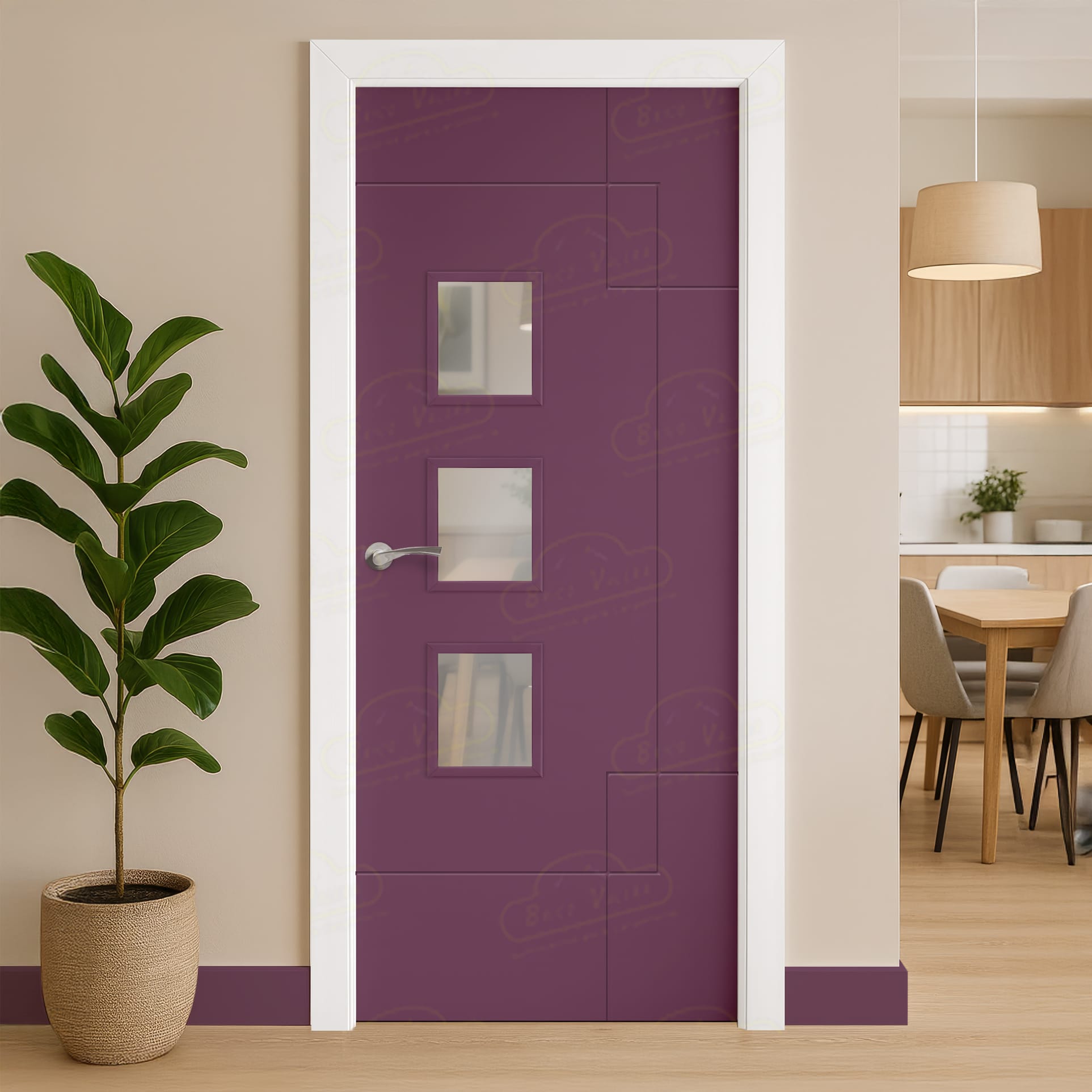 Puerta Maciza Combilac PL-4500 BZV3L de Interior Lacada Rojo Lila