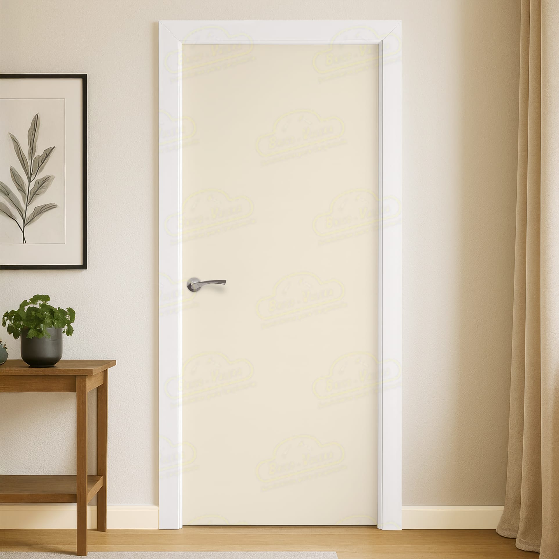 Puerta Maciza Combilac PL1 de Interior Lacada Blanco Crema