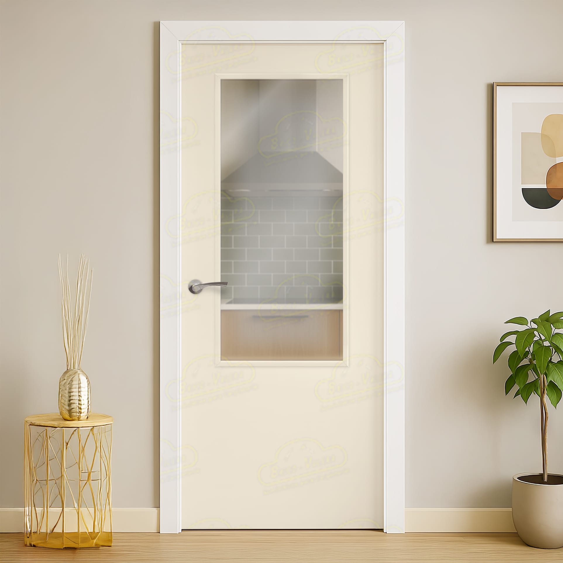 Puerta Maciza Combilac PL1 Zv1 de Interior Lacada Blanco Crema