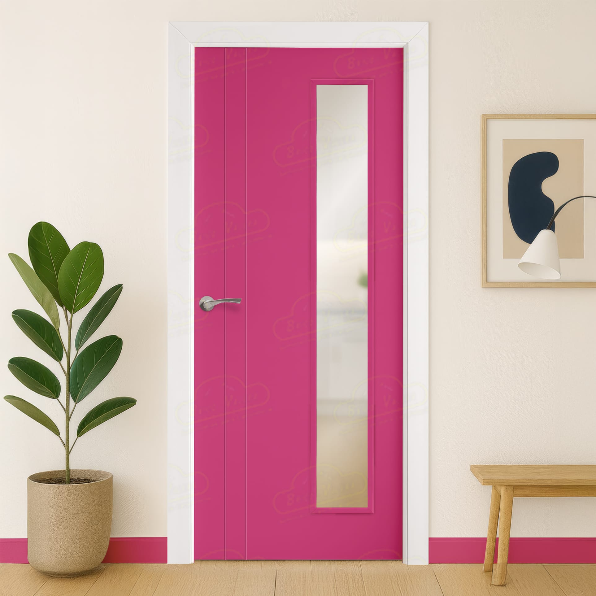 Puerta Maciza Combilac PV2 V1L de Interior Lacada Magenta Tele