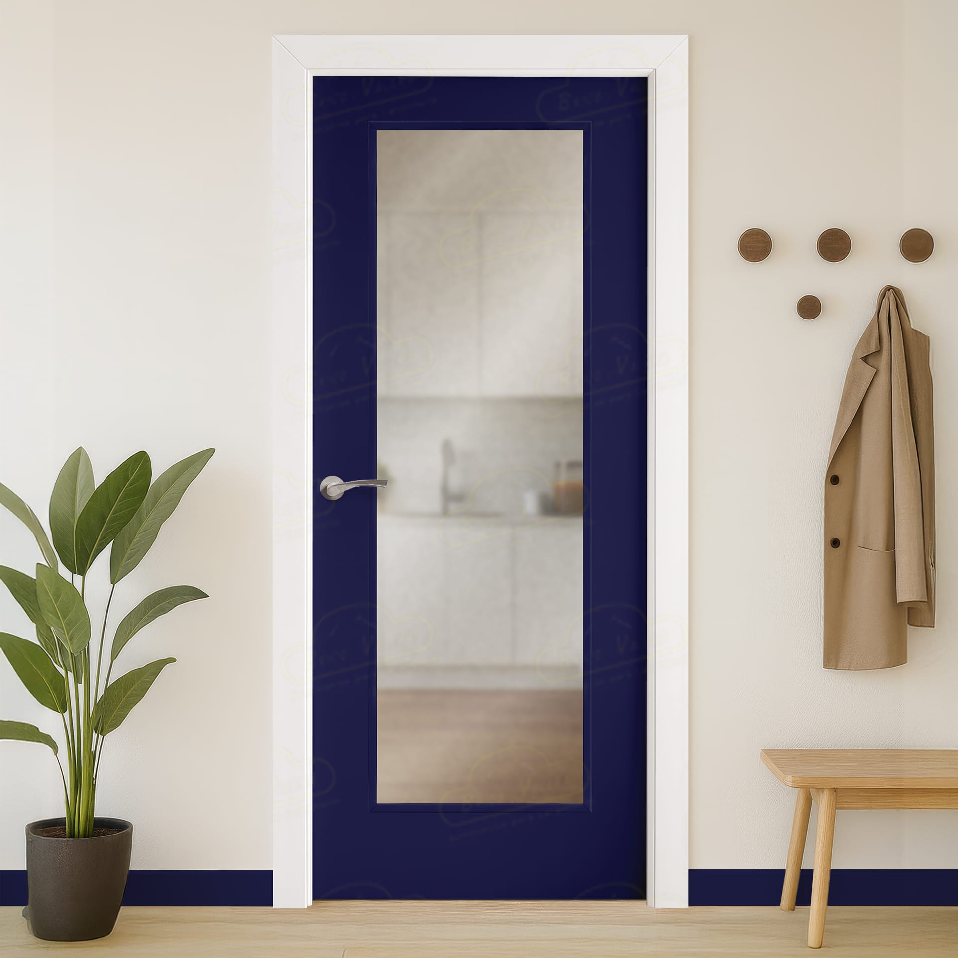 Puerta Maciza Combilac PV200 V1 de Interior Lacada Azul Ultramar