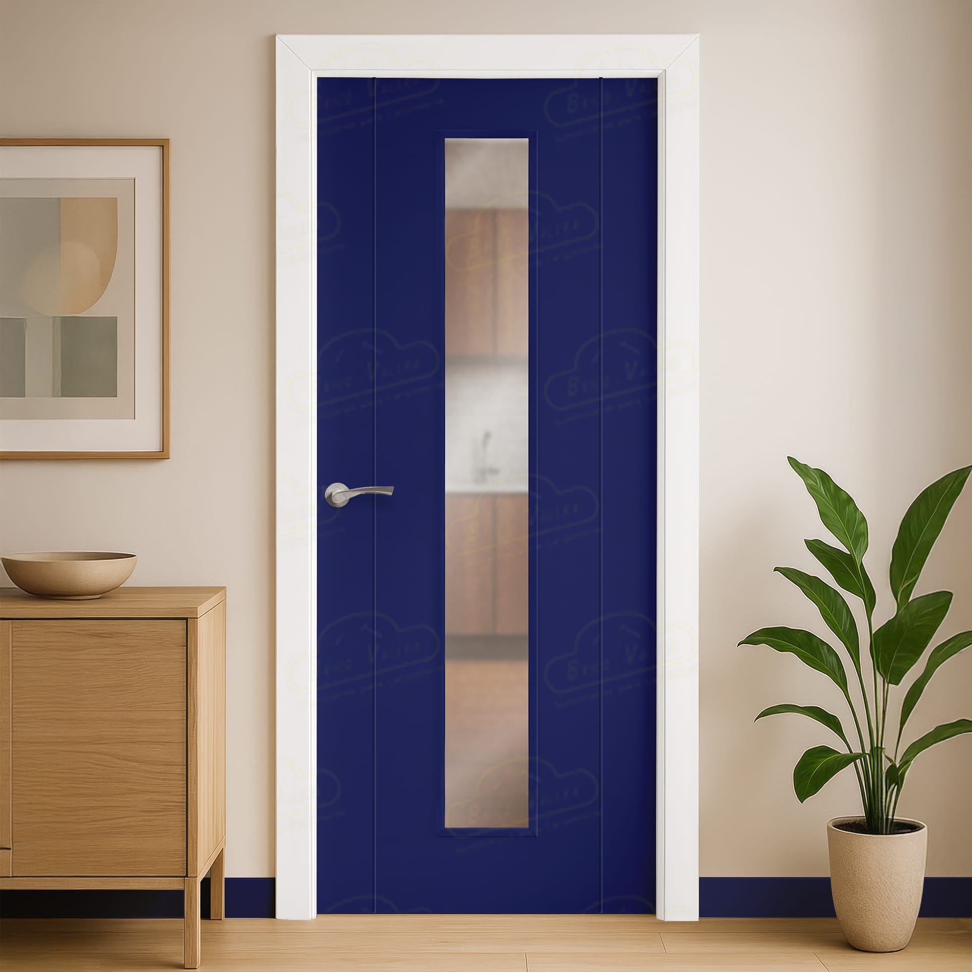 Puerta Maciza Combilac PVP1 V1C de Interior Lacada Azul Señales