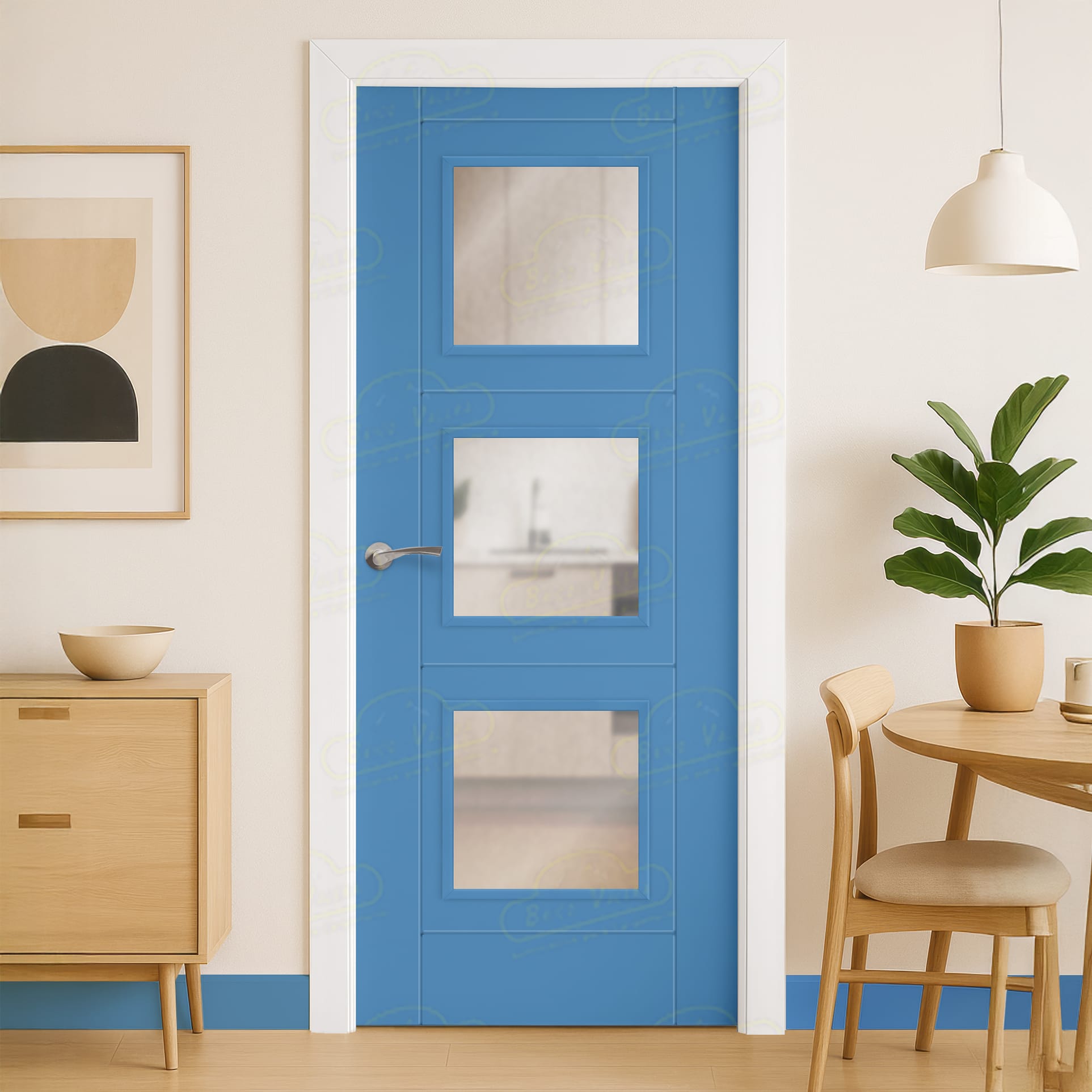 Puerta Maciza Combilac PVP4M BV3 de Interior Lacada Azul Luminoso