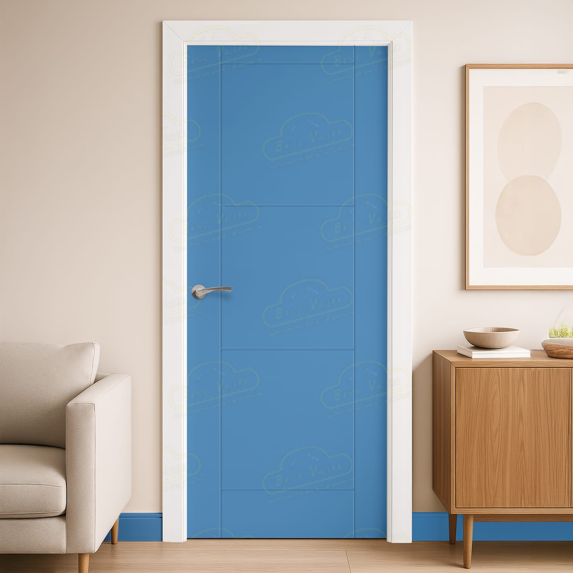 Puerta Maciza Combilac PVP4M de Interior Lacada Azul Luminoso
