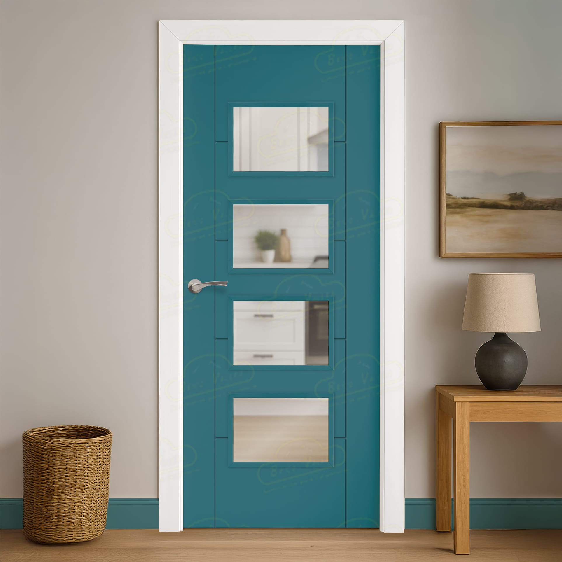 Puerta Maciza Combilac PVP5 BV4 de Interior Lacada Azul Agua