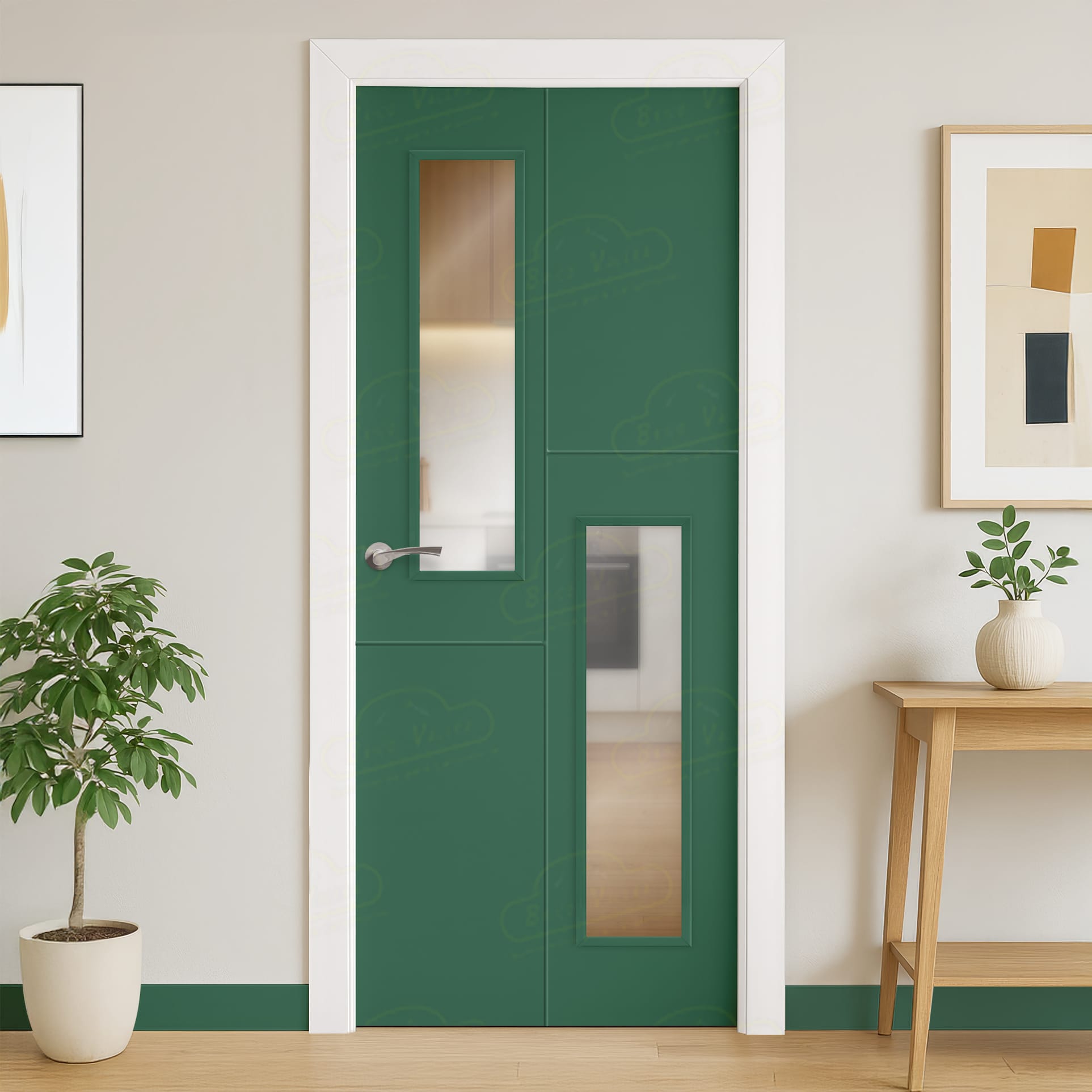 Puerta Maciza Combilac PVT4 V2 de Interior Lacada Verde Patina