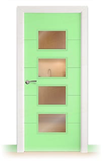 Puerta Maciza Combilac PVT5 BV4 de Interior Lacada Verde Blanquecino