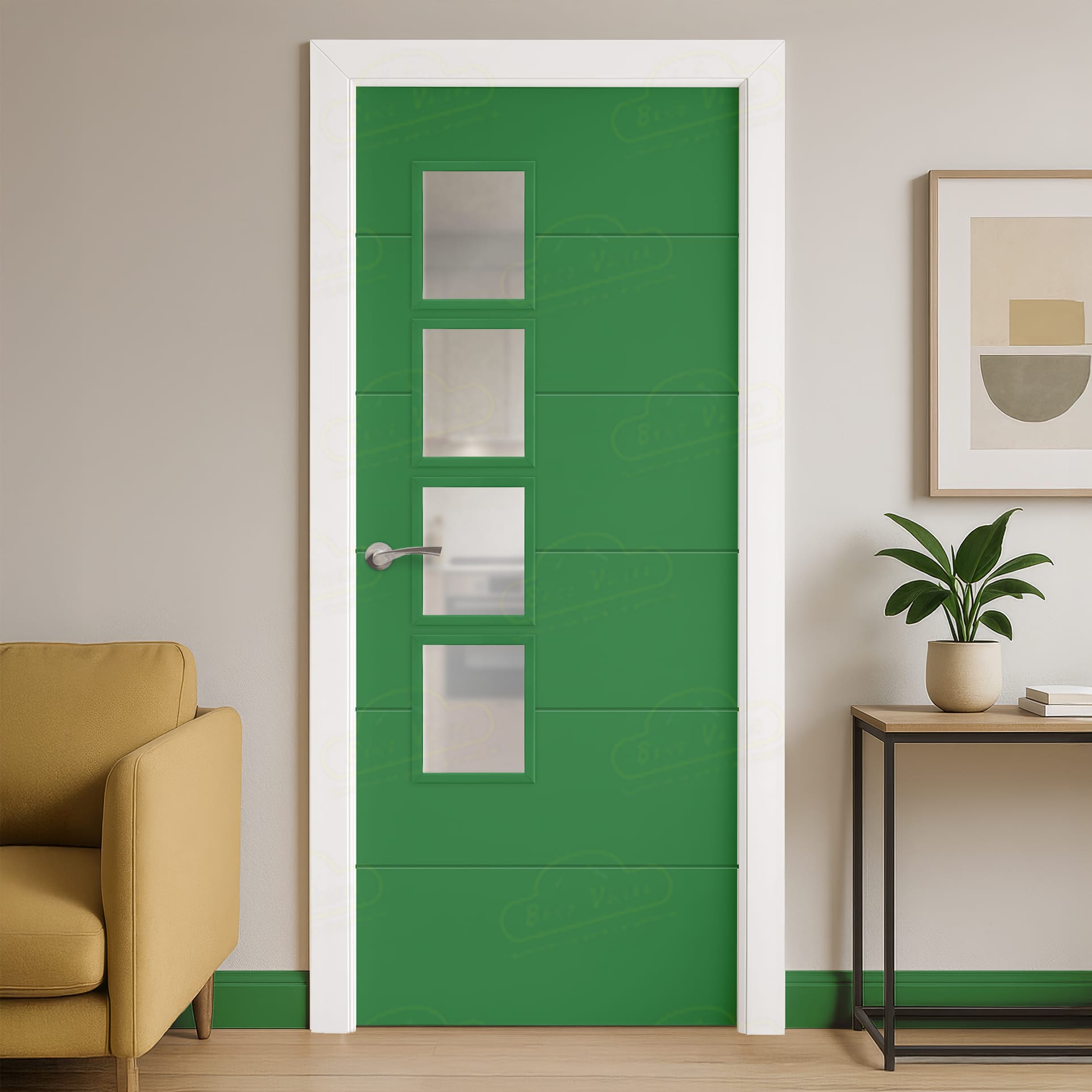 Puerta Maciza Combilac PVT7 BV4L de Interior Lacada Verde Trafico