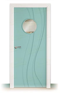 Puerta Maciza Combilac Ramblas Ojo De Buey de Interior Lacada Verde Luminoso