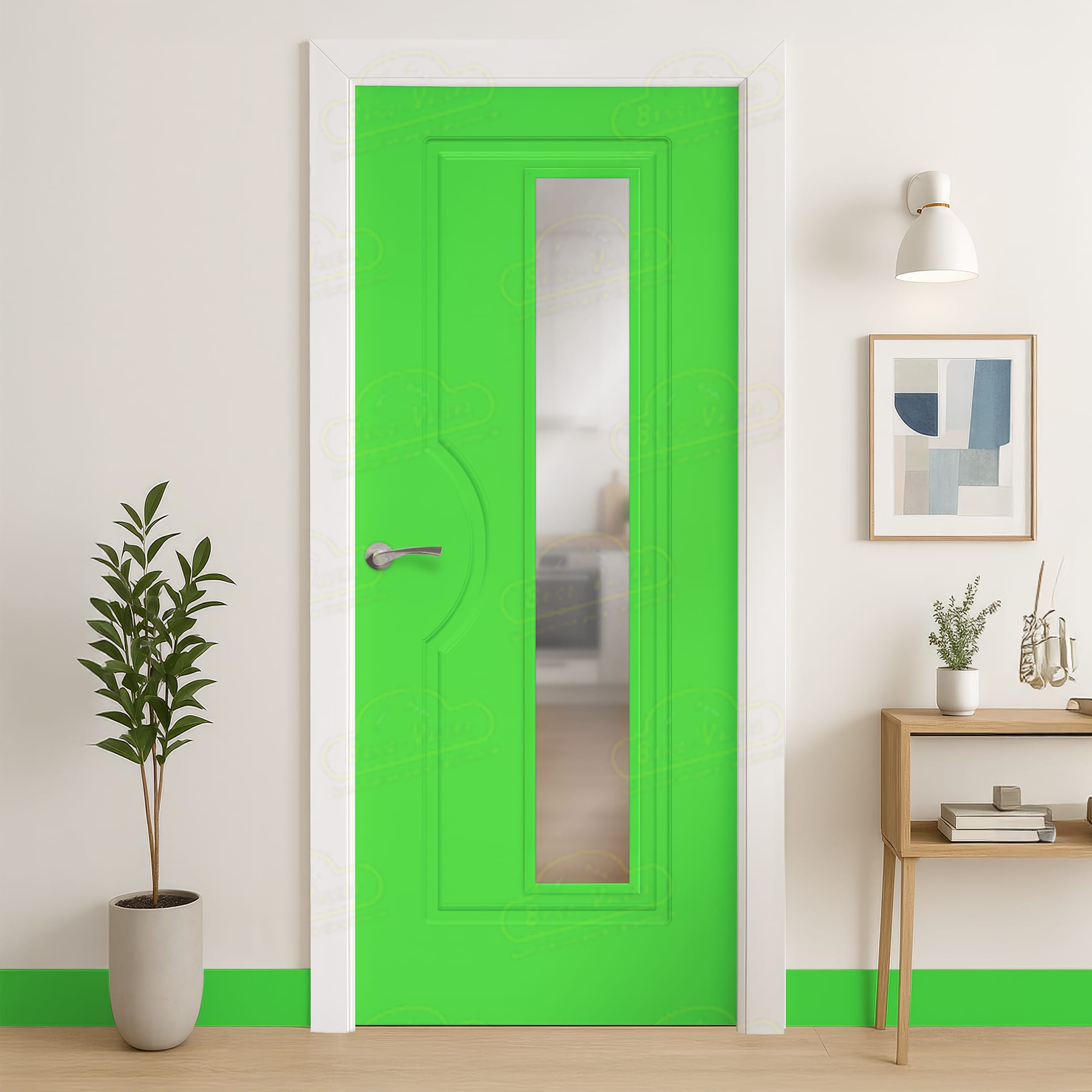 Puerta Maciza Combilac Royal V1L de Interior Lacada Verde Puro