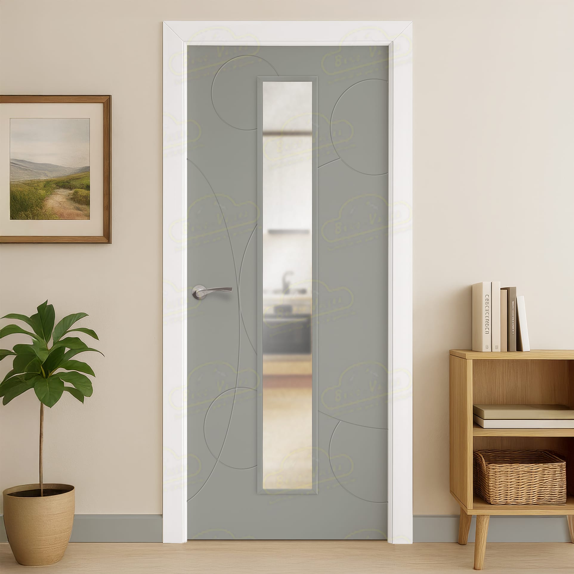 Puerta Maciza Combilac Universo V1C de Interior Lacada Gris Señales