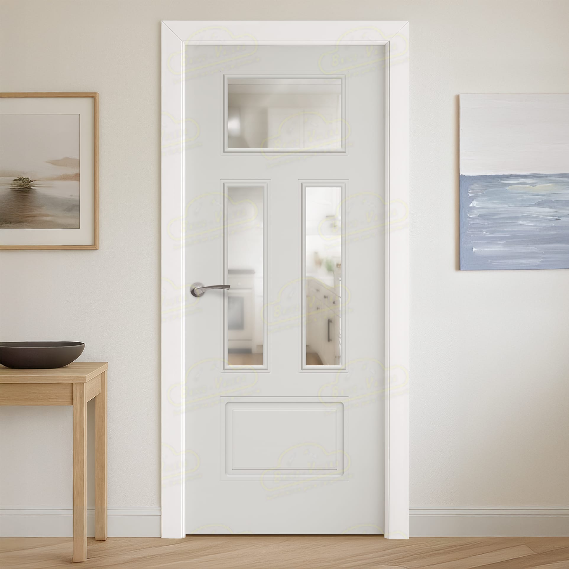 Puerta Maciza Combilac UR 140 V3 de Interior Lacada Gris Luminoso