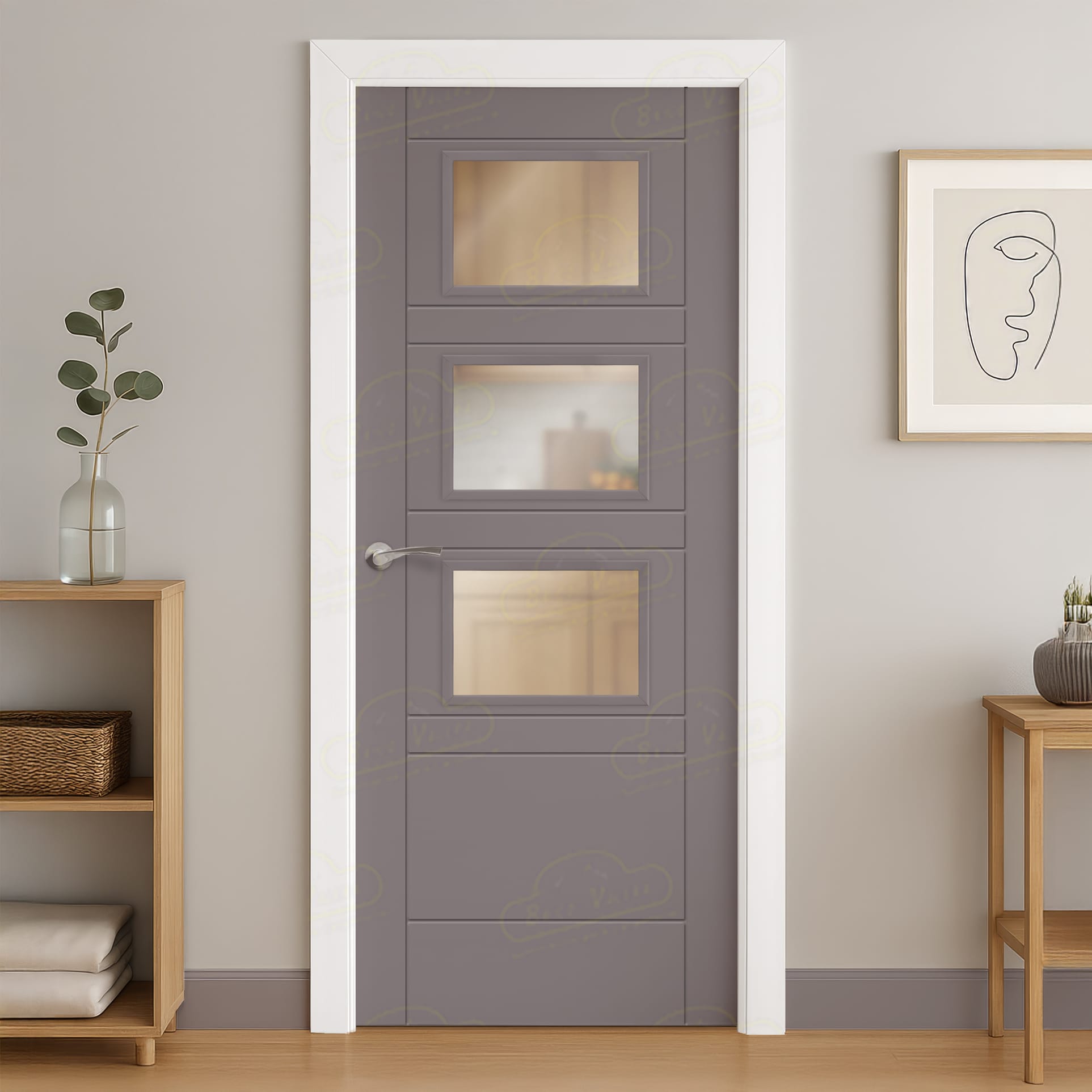 Puerta Maciza Combilac Valencia BZV3 de Interior Lacada Gris Platino