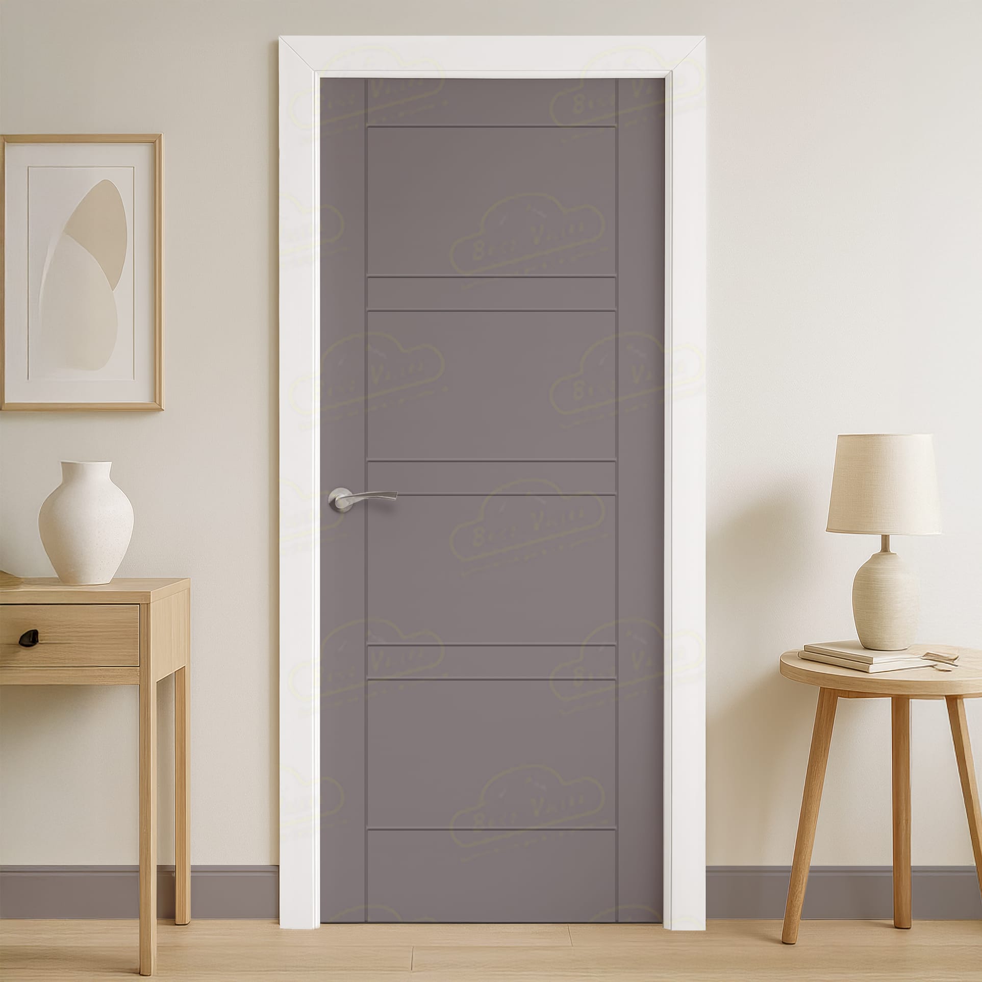 Puerta Maciza Combilac Valencia de Interior Lacada Gris Platino