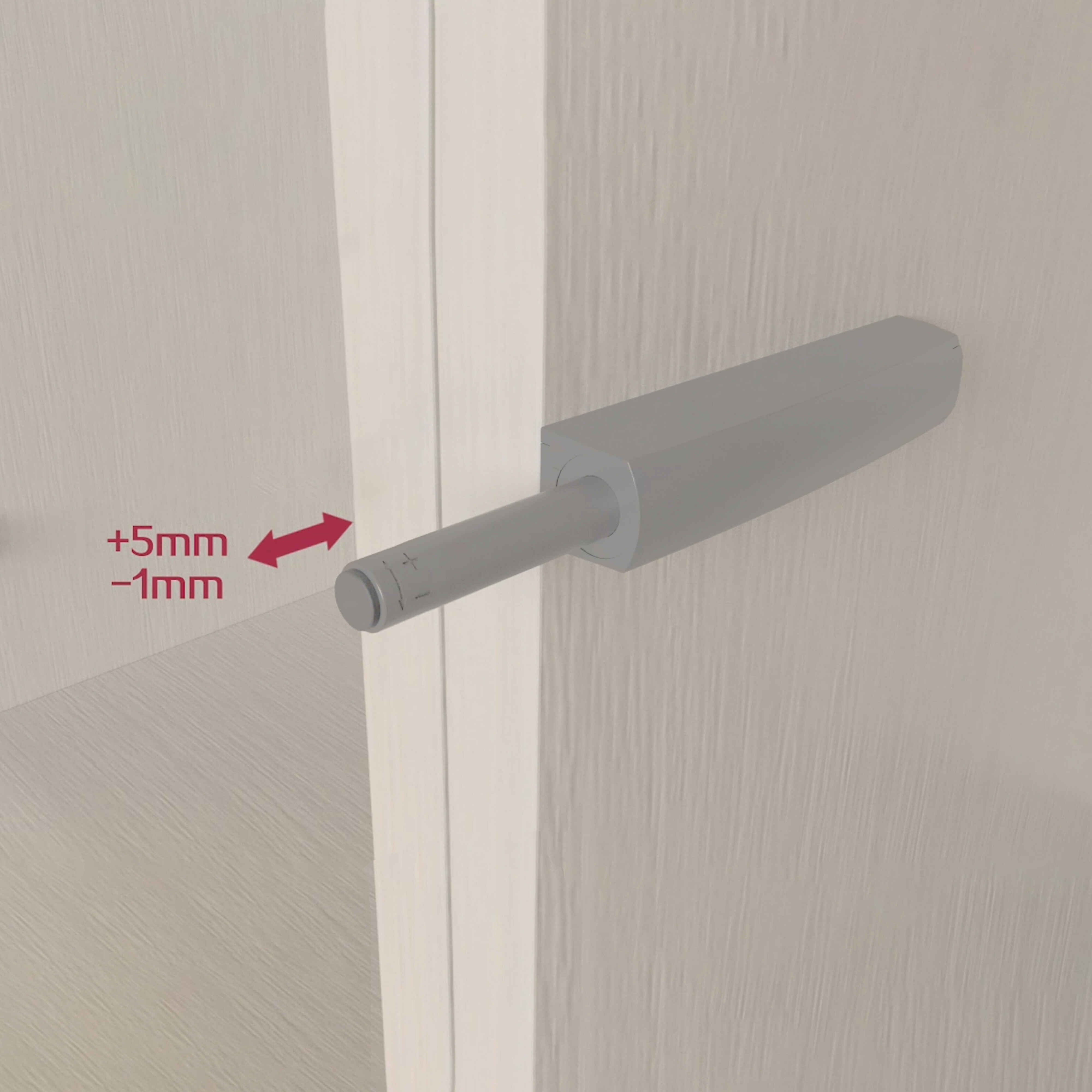 Cierre Push Lite de puerta para atornillar en el mueble con regulación, 80 mm, Amortiguador, Plástico gris, Plástico, 10 unidades
