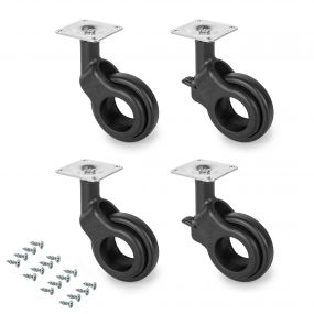 Kit de ruedas Hole 2 con placa de montaje, Ø 50, Pintado negro, Acero y Plástico