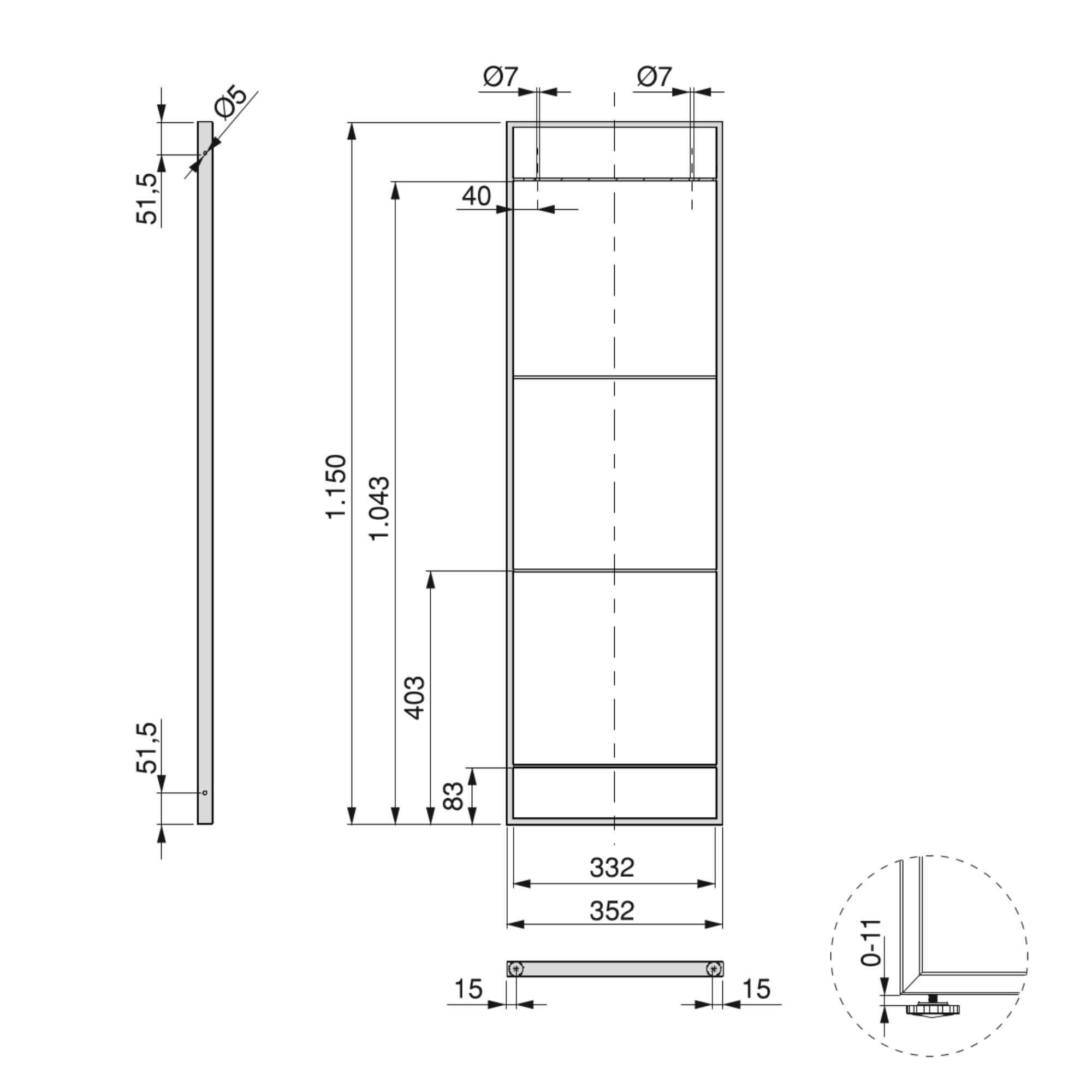 Estructura para estantería Lader, 1150, Pintado negro, Acero