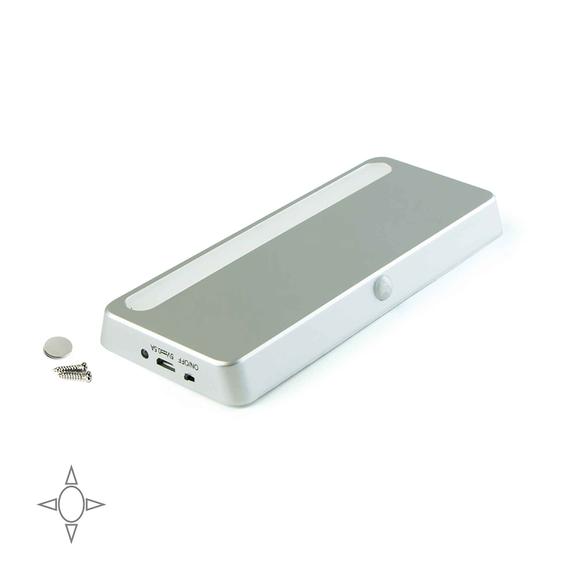 Luminaria LED recargable Kraz con sensor de movimiento, 1 W, Pintado aluminio, Plástico