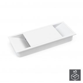 Pasacables mesa, rectangular, 152 x 61 mm, para encastrar, Plástico, Blanco, 5 ud.