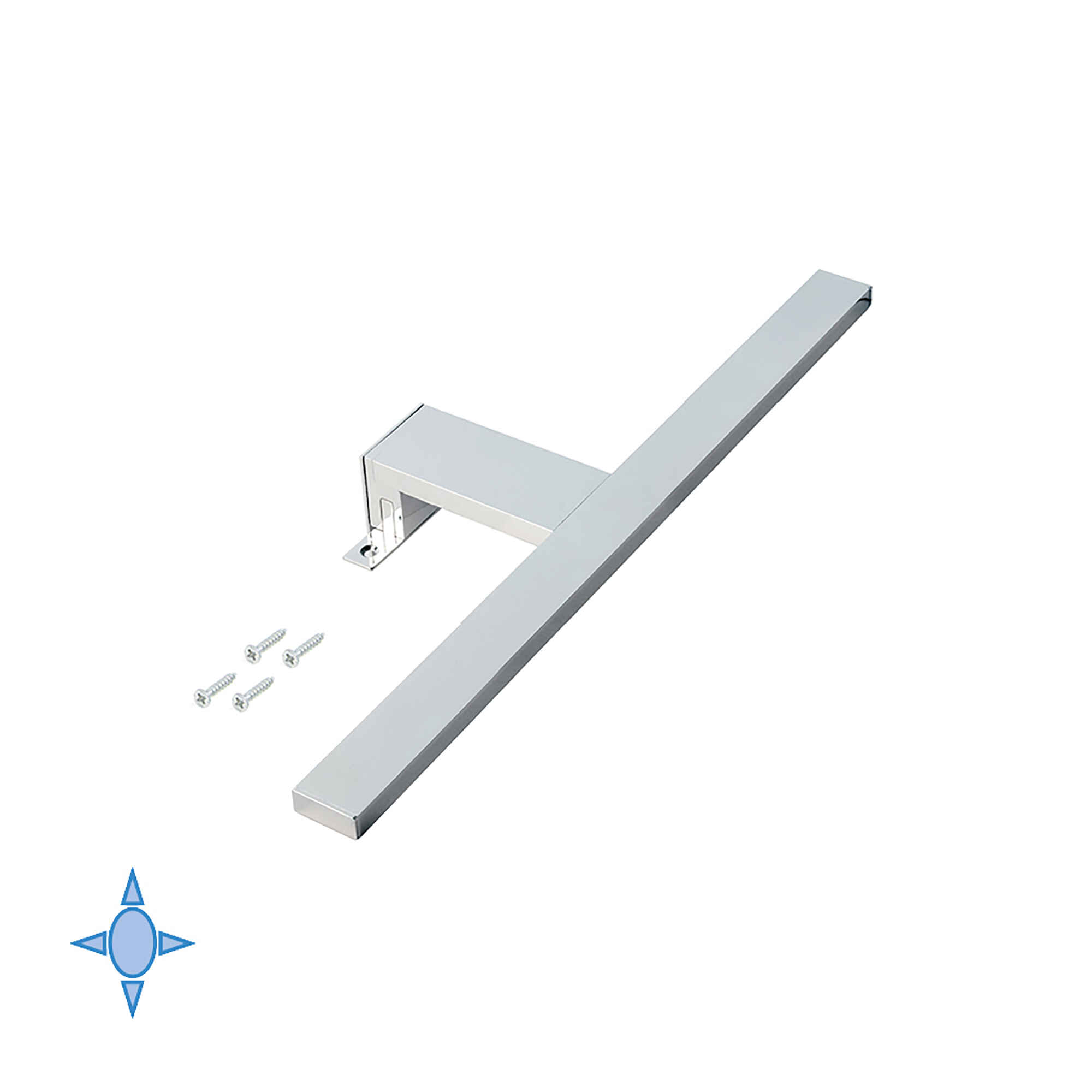 Aplique LED para espejo de baño, 450 mm, IP44, Luz blanca fría, Aluminio y plástico, Cromado