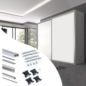 Sistema corredero Placard para armario de 2 puertas con perfil Vall, espesor 19 mm, cierre suave, tableros no incluidos, Anodizado mate