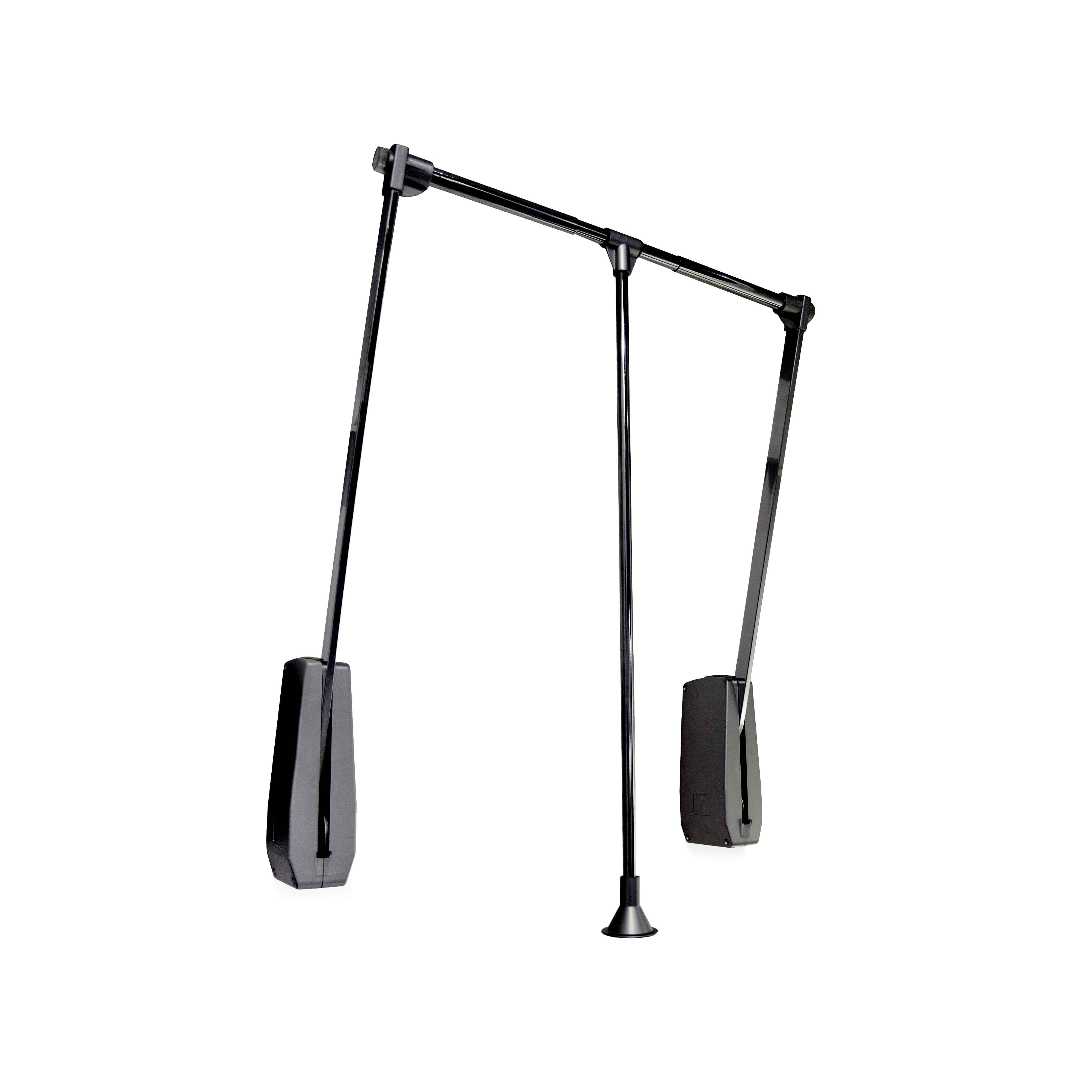 Colgador abatible para pared Hang, ancho regulable 600-830mm, Acero y Plástico, Pintado negro