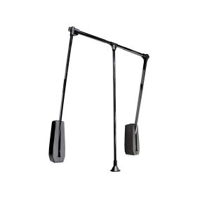 Colgador abatible para pared Hang, ancho regulable 600-830mm, Acero y Plástico, Pintado negro