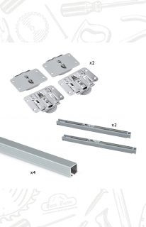 Sistema Flow en formato kit para un armario de 2 puertas correderas de madera apoyadas con cierre suave, Anodizado mate