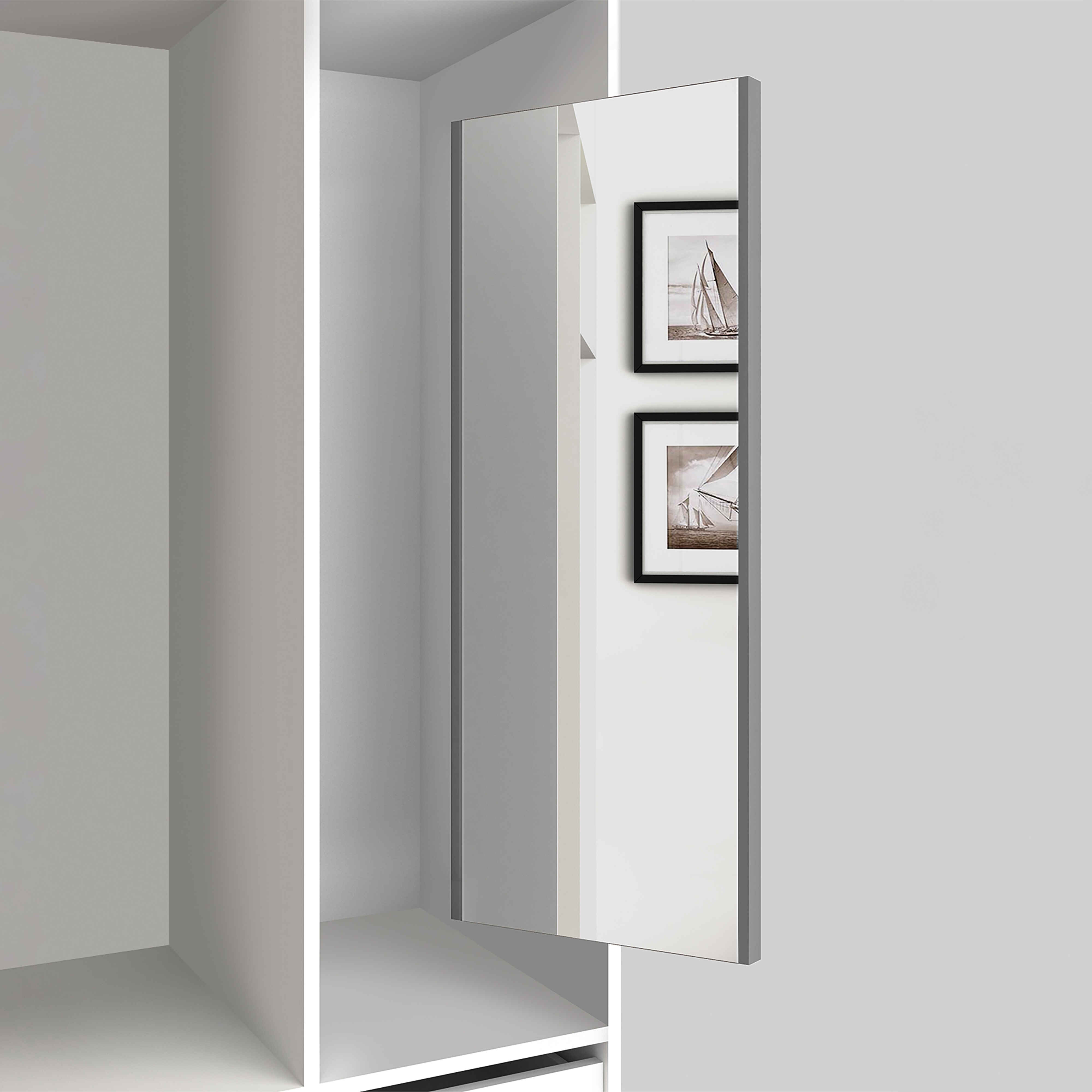 Espejo extraíble para interior de armario, Pintado aluminio, Acero y Plástico y Cristal