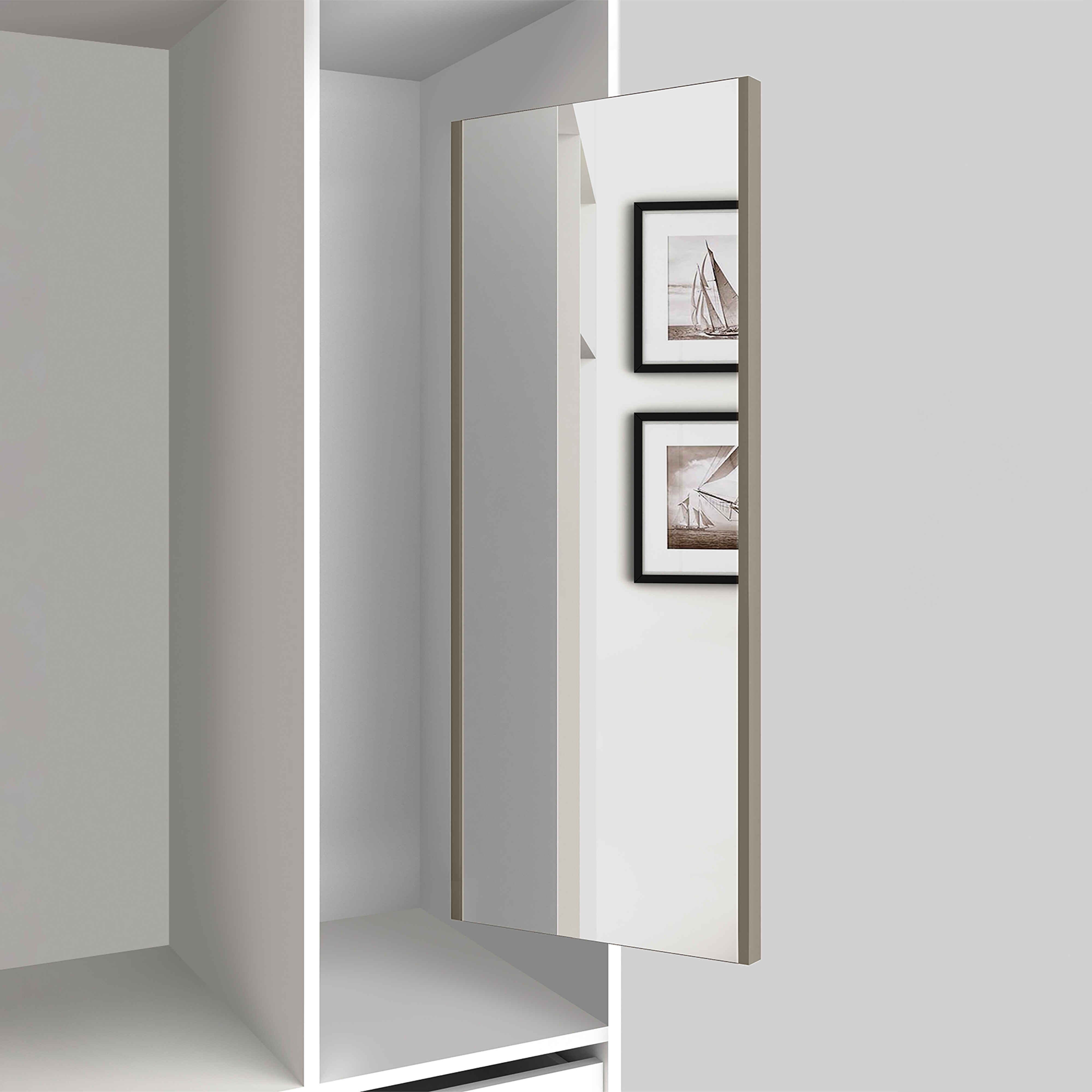 Espejo extraíble para interior de armario, Acero y Plástico y Cristal, Pintado color gris piedra