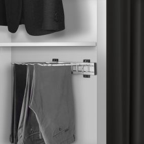 Pantalonero Self de montaje lateral para armario, Mano derecha, Cromado, Acero y Plástico y Aluminio