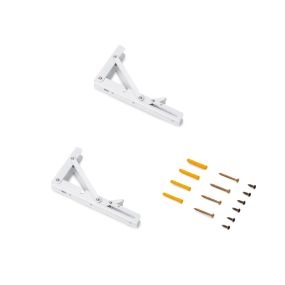 Juego de soportes plegables para estante, longitud 203mm, Acero, Pintado blanco