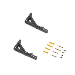 Juego de soportes plegables para estante, longitud 203mm, Acero, Pintado negro