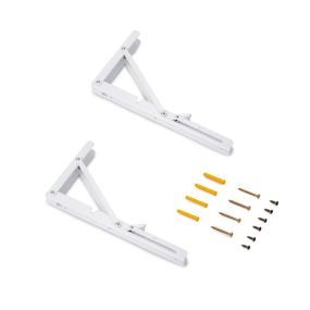 Juego de soportes plegables para estante, longitud 303mm, Acero, Pintado blanco