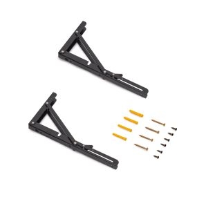 Juego de soportes plegables para estante, longitud 303mm, Acero, Pintado negro