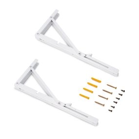 Juego de soportes plegables para estante, longitud 403mm, Acero, Pintado blanco