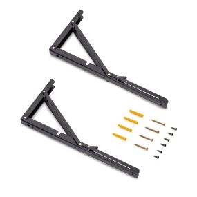 Juego de soportes plegables para estante, longitud 403mm, Acero, Pintado negro