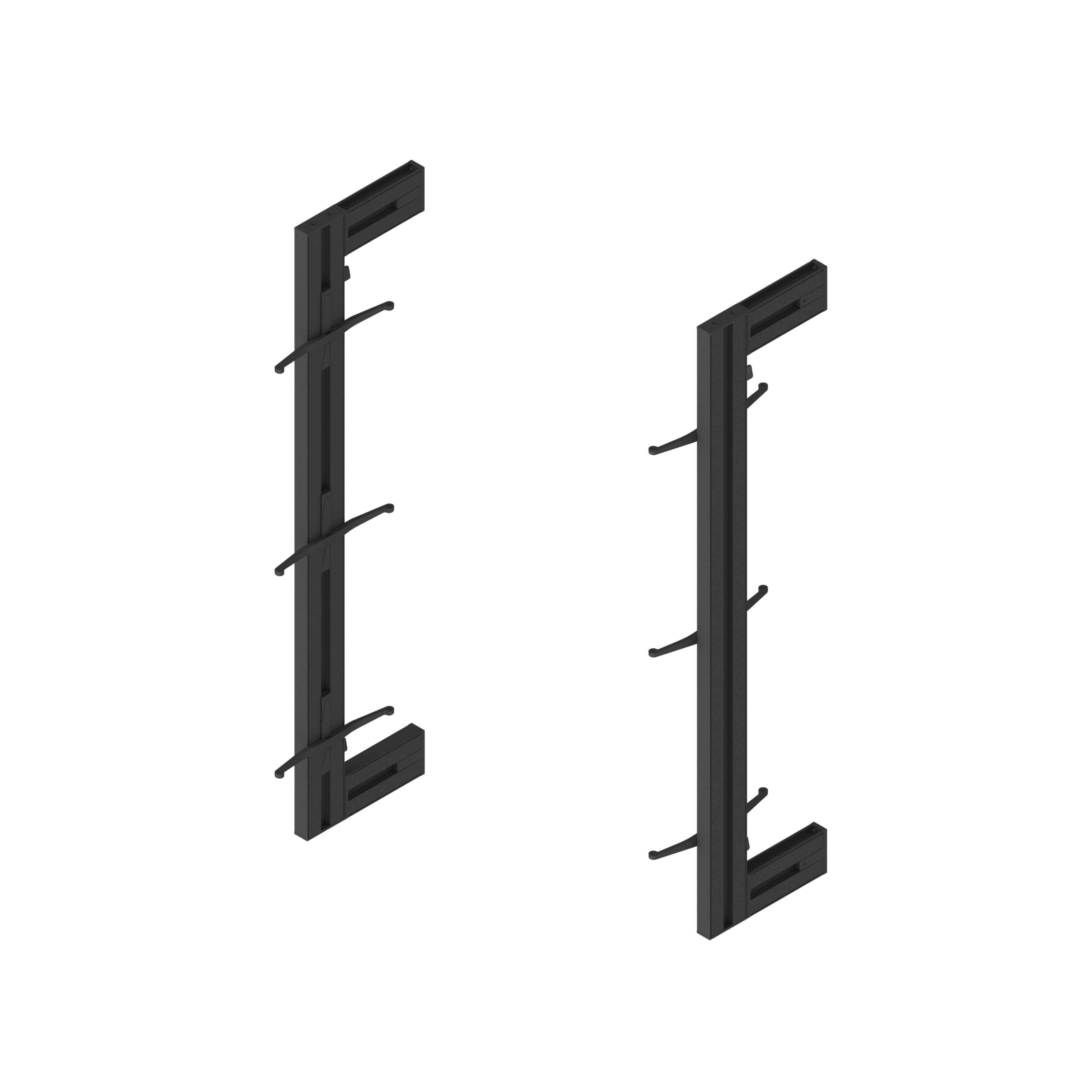Kit estructura modular Zero con herrajes para el montaje de fijación a pared, Pintado negro texturizado, 1 kit