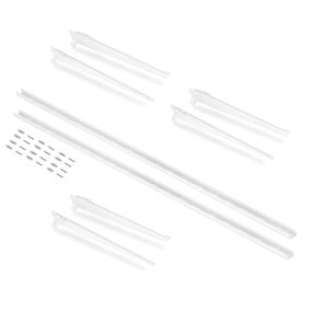 Kit para 3 estantes con sopores y perfiles de fijación a pared Jagmet, longitud 280mm, Acero, Pintado blanco