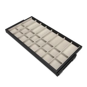 Kit de cajón organizador y bastidor de guías con cierre suave para armarios, regulable, módulo 900mm, Negro texturizado y gris piedra