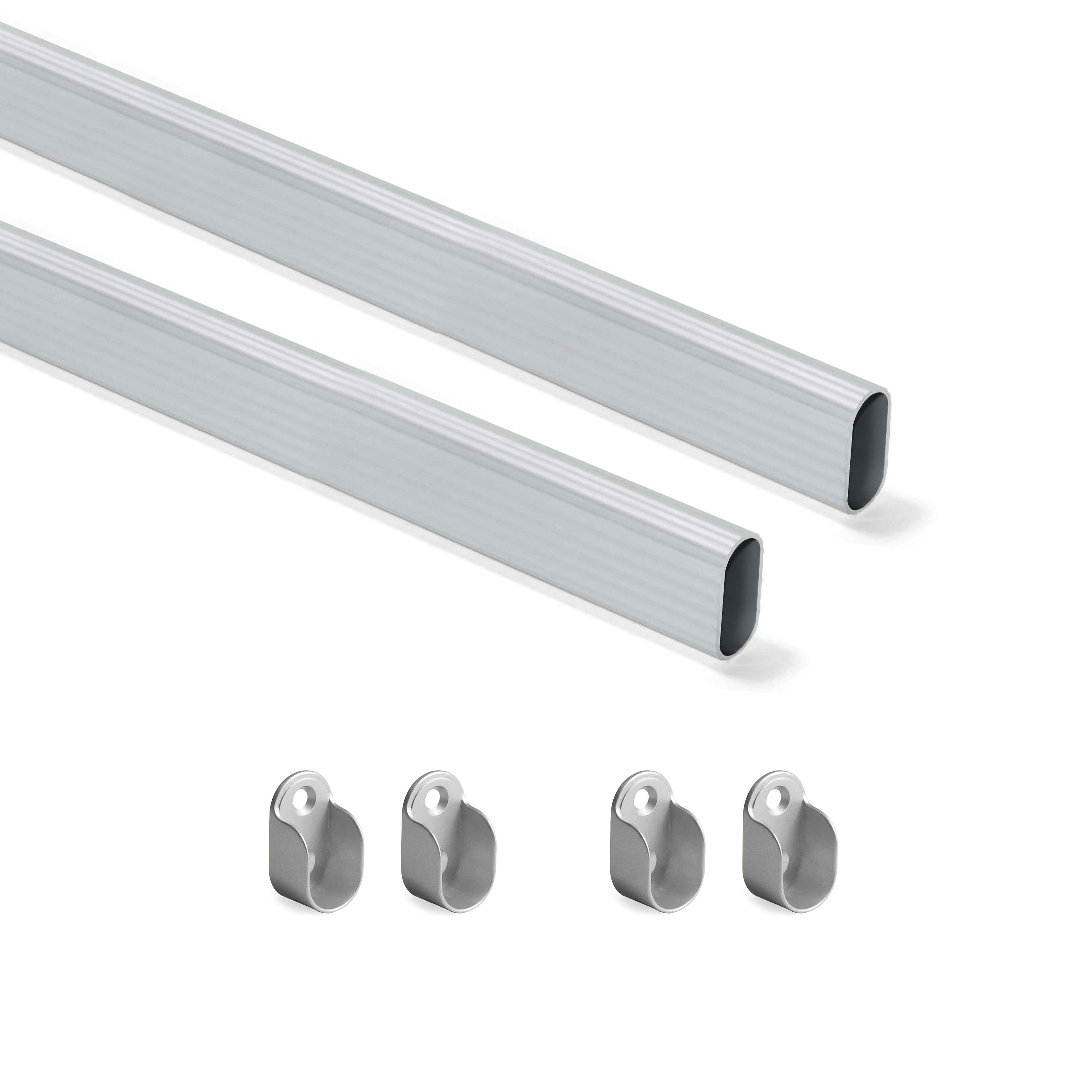 Kit de barra para armario 30x15 mm aluminio, 0, 95 m, Anodizado mate, Aluminio y Zamak