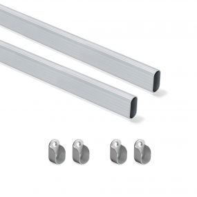 Kit de barra para armario 30x15 mm aluminio, 0, 95 m, Anodizado mate, Aluminio y Zamak