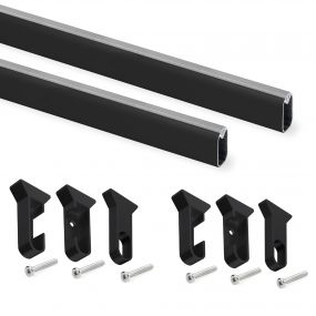 Kit de barra para armario Silk, 1,15 m, Pintado negro, Aluminio y Plástico