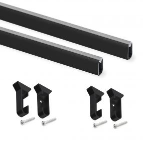 Kit de barra para armario Silk, 0,75 m, Pintado negro, Aluminio y Plástico