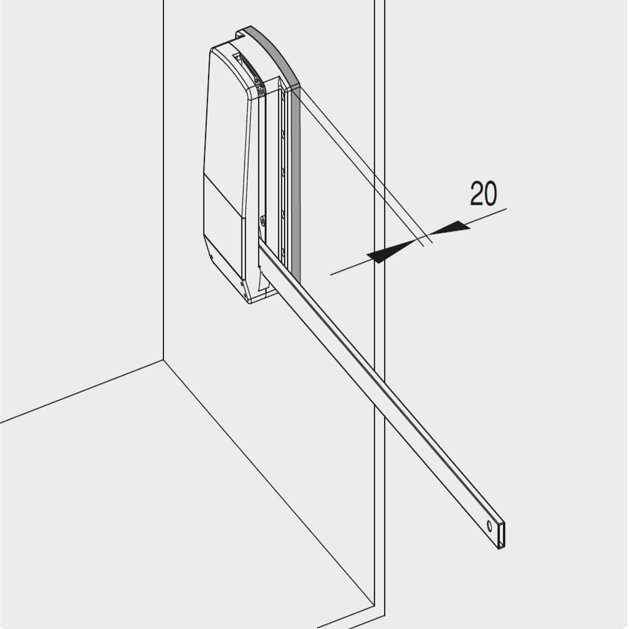 Suplemento lateral para colgador abatible para armario Hang, Pintado aluminio, Plástico