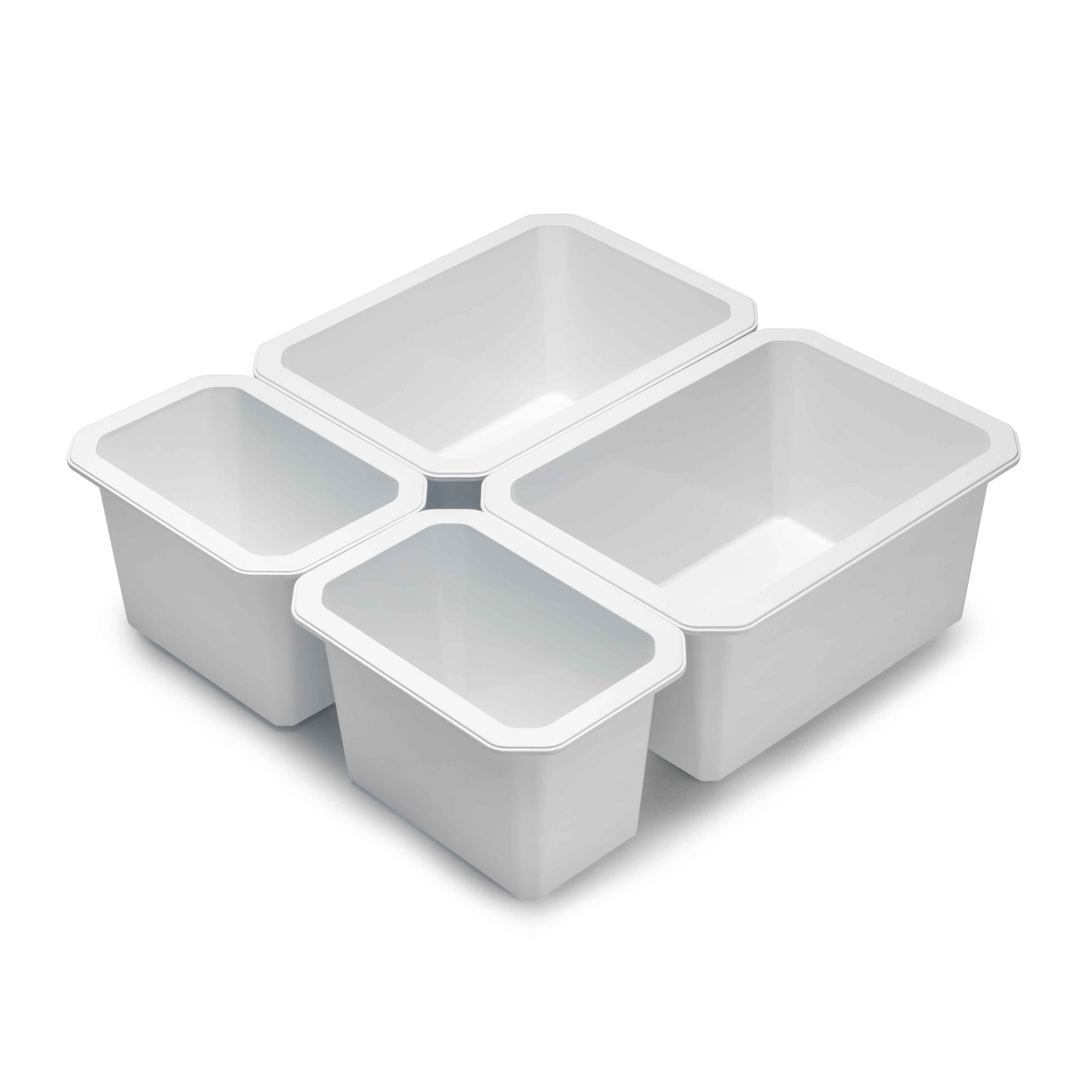Cubos organizadores para cajón de baño Tidy, Plástico blanco, Plástico, 4 cubes